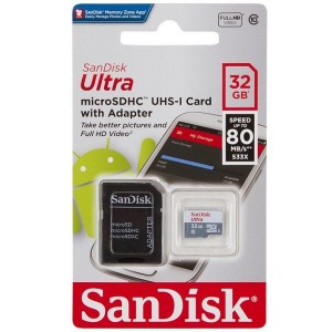 Cartão De Memoria Sandisk Ultra mSDXC 32gb 80mb/s c/ Adap.
