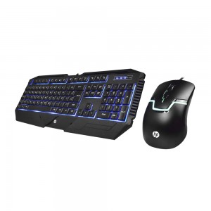 Kit Teclado e Mouse Gaming HP GK1100 Preto LED Azul
